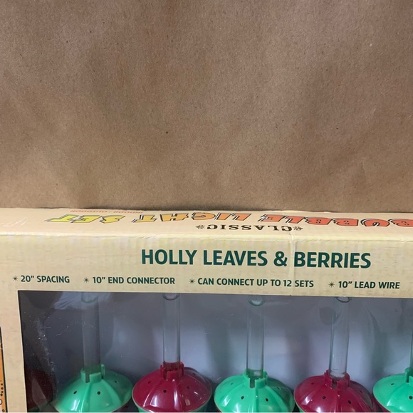 Kurt S Adler Classic 7 Bubble Light Set String Holly Indoor Outdoor Tree Lights - Picture 3 of 9